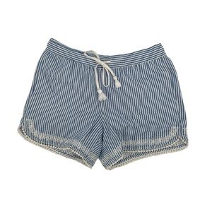 Talbots Blue White Striped Embroidered Crochet Shorts Size Small Petite Women's